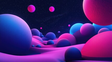 Poster - Abstract planets and space background in 3D cartoon rendering