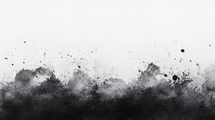 Aufkleber - Black watercolor ombre leaks and splashes texture on white watercolor paper background in 3D cartoon style rendering