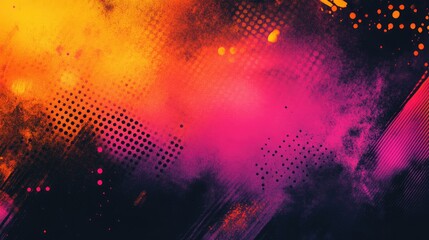Aufkleber - Creative digital background design featuring a 3D cartoon rendering with black dark and neon gradient effects This grainy grunge illustration incorporates blurred dots dusty noise and an overlay p