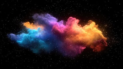 Aufkleber - 3D rendering of a colorful galaxy in space showcasing the beauty of the universe with a cloud of stars isolated against a black background