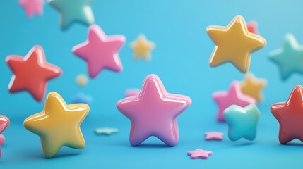 Poster - Line icon of stars in 3D cartoon rendering part of a universal set for web and mobile icons
