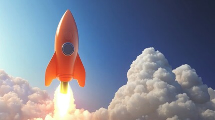 Aufkleber - Abstract rocket soaring in the sky 3D cartoon rendering Raster version