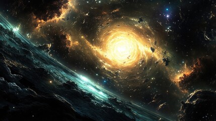 Poster - Awesome 3D cartoon rendering of the endless cosmos science fiction wallpaper