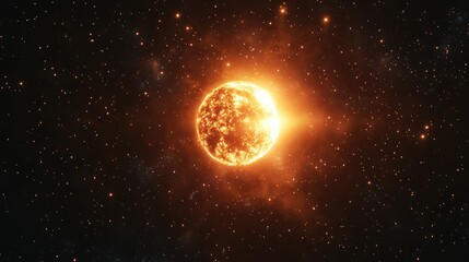 Poster - 2D illustration with a 3D cartoon rendering in a deep space stellar background featuring a black universe and a cold nebula