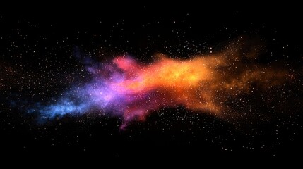 Aufkleber - 3D rendering of a colorful galaxy in space showcasing the beauty of the universe with a cloud of stars isolated against a black background