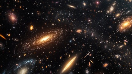 Poster - 3D cartoon rendering showcasing the beauty of deep space with billions of galaxies