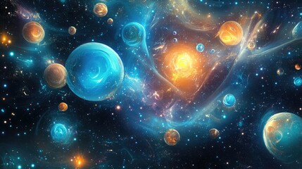 Leinwandbilder - Abstract background of the universe in 3D cartoon rendering