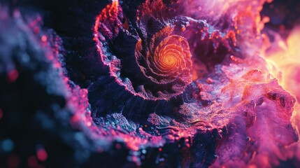 Poster - Abstract fractal patterns and shapes in a 3D cartoon rendering Infinite universe with mysterious psychedelic relaxation patterns Dynamic flowing natural forms and sacred geometry featuring mystica
