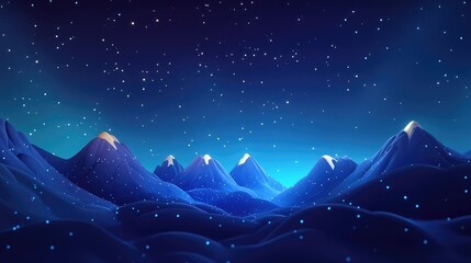 Aufkleber - 3D cartoon rendering of a starry night sky over mountainous scenery