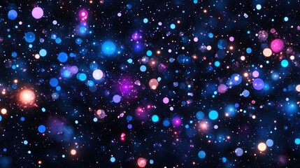 Aufkleber - Bright galaxy in a 3D cartoon rendering featuring abstract blue and purple sparkles against a black background Fantasy fractal texture Digital art