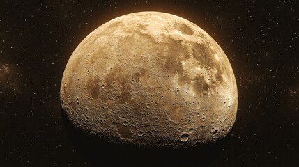 Poster - Half Moon Background in 3D Cartoon Rendering A realistic depiction of the Moon which is the only permanent natural satellite orbiting Earth