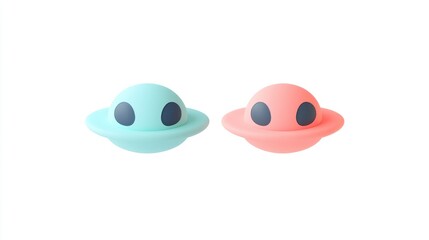 Poster - UFO and aliens multi color icon in a 3D cartoon rendering Simple glyph flat design suitable for universal icons in UI and UX website or mobile application on a white background
