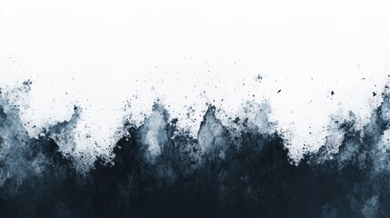 Leinwandbilder - Black ink and watercolor textures on white paper background featuring paint leaks and ombre effects in a 3D cartoon rendering Hand painted abstract image