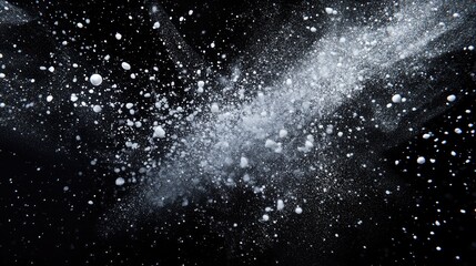 Leinwandbilder - Freeze motion of white particles on a black background in 3D cartoon rendering