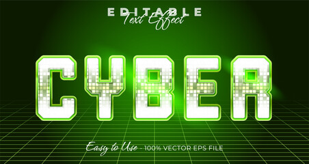 Poster - Cyber text effect, 3d glamour typography template graphic style