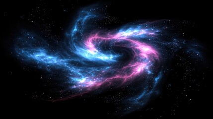 Poster - Bright galaxy depicted in a 3D cartoon rendering Abstract stars set against a black background Fantasy fractal texture featuring blue and pink hues Digital art 3D rendering