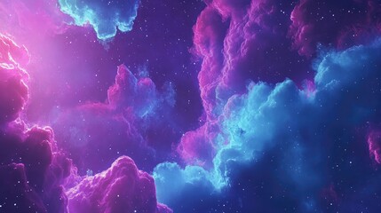 Aufkleber - Galaxy Nebula Colors in a 3D Cartoon Space Background with Cyan Hues
