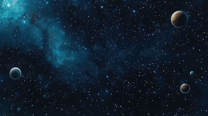Aufkleber - 3D cartoon rendering showcasing a 2D illustration of deep vast space filled with bright stars planets and moons A variety of creative science fiction backdrops including alien solar systems and re