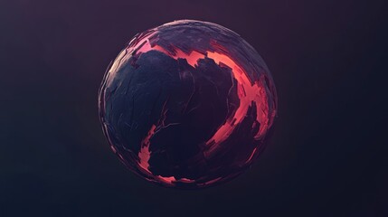 Poster - Spherical abstraction of a planet in dark space in 3D cartoon rendering