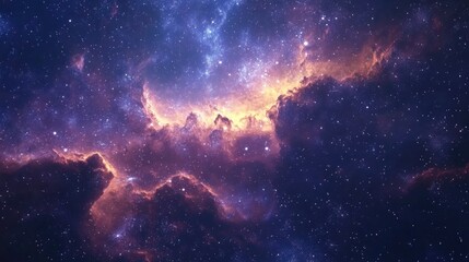 Fototapete - Cosmic galaxy background featuring stars and cosmic gas in 3D cartoon rendering