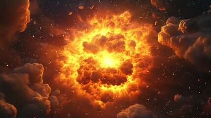 Poster - 3D cartoon illustration of a space nebula for use in scientific research and educational projects