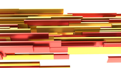 Aufkleber - abstract geometric background with yellow, orange, blue and red three-dimensional shapes