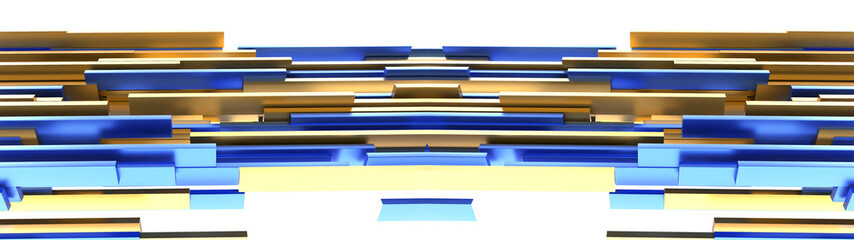 Aufkleber - abstract geometric background with yellow, orange, blue and red three-dimensional shapes