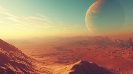 Aufkleber - Science fiction wallpaper featuring a cosmic landscape realistic exoplanet beautiful alien planet in distant space detailed planet surface and abstract aerial view with a textured design in 3D car