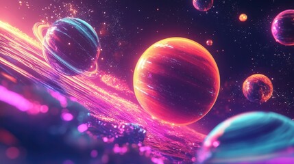 Poster - Abstract space background in 3D cartoon rendering