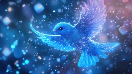 Aufkleber - 3D rendering of a cartoon depiction of a bluebird galaxy