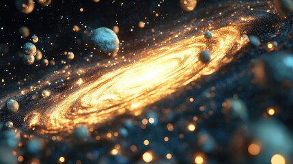 Aufkleber - 3D cartoon depiction of a galaxy featuring millions or billions of stars along with gas and dust bound by gravitational forces