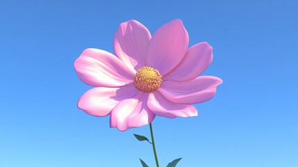 Aufkleber - Beautiful cosmos flower against a blue sky in a 3D cartoon rendering