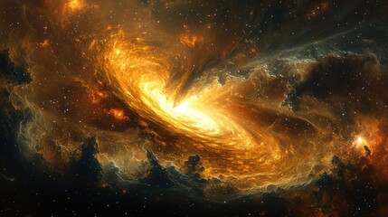 Poster - 3D cartoon depiction of a beautiful galaxy space with a dark background filled with stars Artwork of deep space showcasing galaxies nebulas and stars in the universe