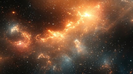Fototapete - Abstract background featuring lights in space created through 3D cartoon rendering computer generated backdrop