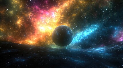 Fototapete - Abstraction space background featuring mystical light in a 3D cartoon rendering for design