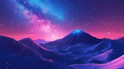 Aufkleber - 3D cartoon depiction of the Milky Way over Bromo Mountain