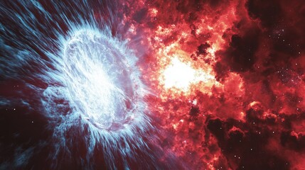 Aufkleber - 3D illustration of a space nebula in a cartoon rendering style suitable for science research and education projects