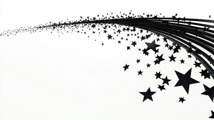 Poster - Elegant Star Trail from a Black Shooting Star in 3D Cartoon Rendering on White Background