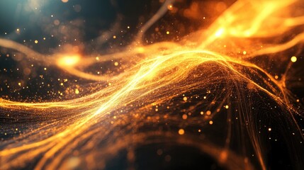 Fototapete - 3D cartoon rendering of structural fibers created by cosmic energy strings with energy flowing as thin bright elements