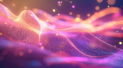 Poster - 3D cartoon rendering of cosmic energy strings featuring flowing energy represented as thin bright elements that create structural fibers