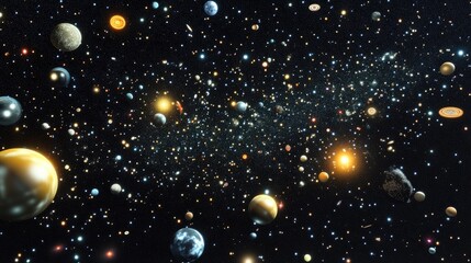 Poster - 3D cartoon rendering showcasing the beauty of deep space with billions of galaxies