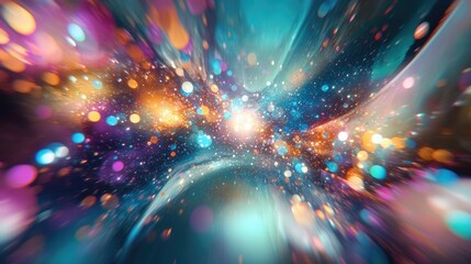 Aufkleber - Galaxy Nebula Colors in a 3D Cartoon Space Background with Cyan Hues