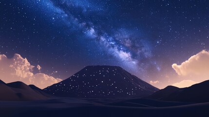 Aufkleber - 3D cartoon depiction of the Milky Way over Bromo Mountain