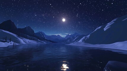 Poster - Seamless starry night sky in a 3D cartoon rendering
