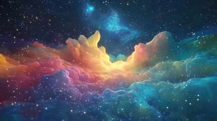 Aufkleber - Abstract cosmic background with a starry sky in 3D cartoon rendering
