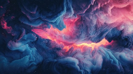 Poster - Abstract watercolor stains background with a night galaxy sky in a 3D cartoon rendering