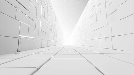 Leinwandbilder - White abstract background featuring a 3D cartoon rendering of a high tech network cyberspace grid and a starry outer space texture 3D illustration