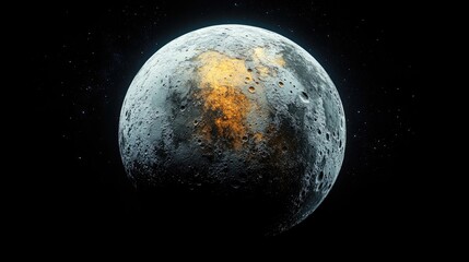 Poster - 3D cartoon depiction of a partially illuminated moon