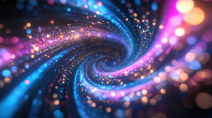 Aufkleber - Bright galaxy depicted in a 3D cartoon rendering Abstract stars set against a black background Fantasy fractal texture featuring blue and pink hues Digital art 3D rendering