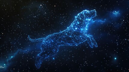 Aufkleber - 3D cartoon portrayal of a large dog constellation in outer space
